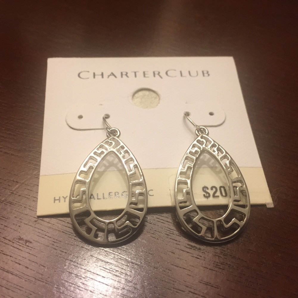 Charter Club silver tone teardrop earrings